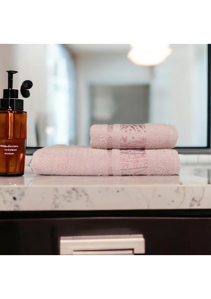 %100 Bambu Havlu Takımı Vücut Havlusu 90X145 Cm, Baş Havlusu 50X85 Cm, Ekstra Yumuşaklık (Pembe)