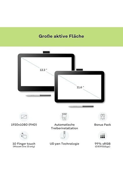 One 12 11,6 Inç Full Hd 99% Srgb Ekranlı, Elektromanyetik Rezonans Kalem, Pil ve Pil Dahil Olmadan, Windows, Mac, Chromebook ve Android Için, Sanatçılar Için fiyatları