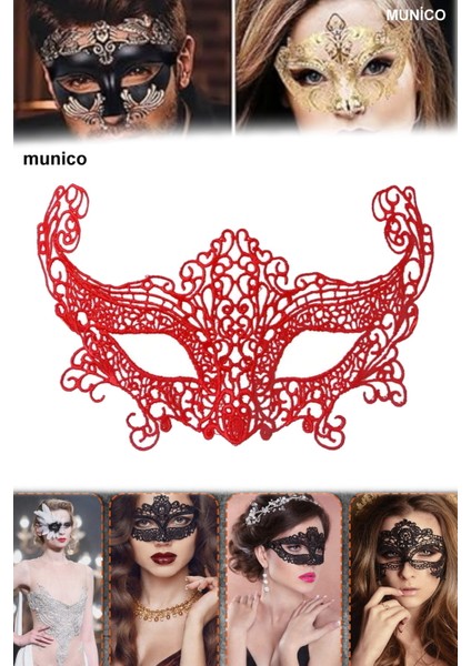 3 Adet Şık Kırmızı Maske – Dantel Örgü Kaplama, Yüz Formuna Uyumlu | Karnaval ve Sahne Performans indirimleri
