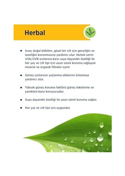 Celenes Herbal Güneş Kremi, Kuru ve Hassas Ciltler, 50 Spf, 50ML