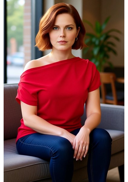 Kadın Örme Asimetrik Yaka Bluz Rahat ve Şık Bir Seçim Kaliteli Şık Rahat Modern Zarif Günlük