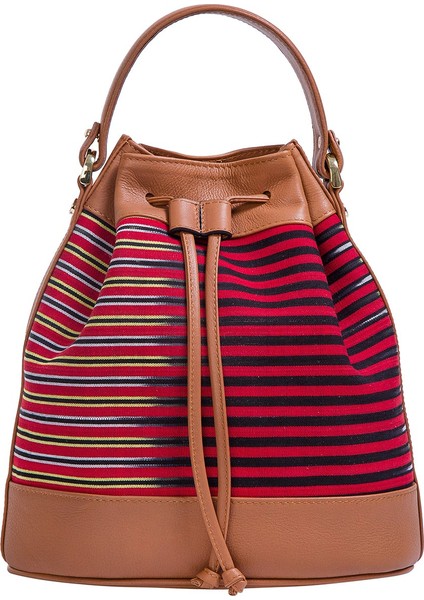 Kuz - Taba Deri ve Ince Çizgi Desenli Sırt, Omuz ve El Çantası fiyatları