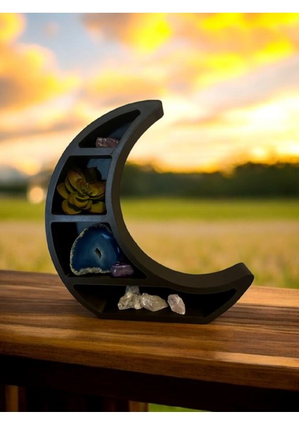 3D Yazıcı Üretimi Ay Şeklinde Dekoratif Raf | Pla Malzeme | 21 cm | 3 Renk Seçeneği