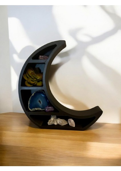 3D Yazıcı Üretimi Ay Şeklinde Dekoratif Raf | Pla Malzeme | 21 cm | 3 Renk Seçeneği modelleri