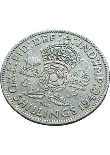 1948 Ingiltere 2 Şilin ( Florin ) Madeni Koleksiyon Para Lotu.