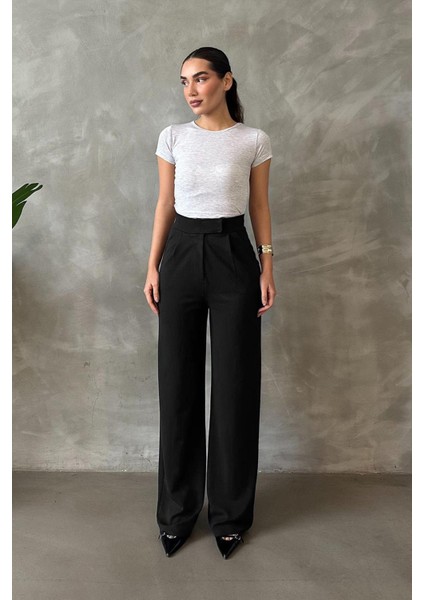 Siyah Likralı Cırt Kapamalı Palazzo Pantolon MG2291 fiyatları