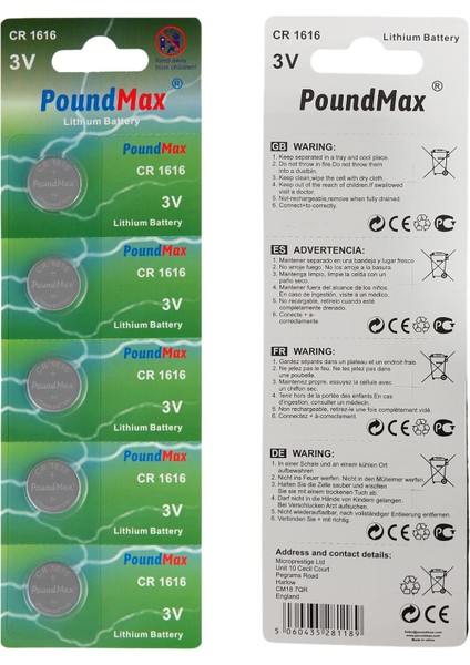 1616 DL1616 3V Lityum Düğmeli Piller (5&apos;li Paket)