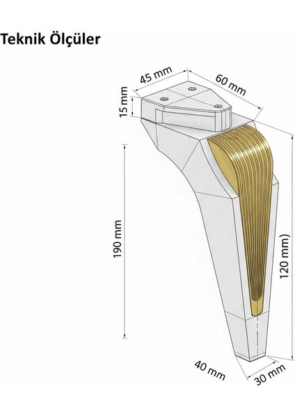 Lüks Salkım Ayak 19 cm Beyaz-Altın Mobilya Kanepe Konsol Yatak Odası Tv Ünitesi Koltuk Genç ve Çocuk Odası Dolap Ayağı fiyatları