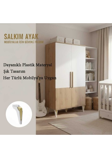 Lüks Salkım Ayak 19 cm Beyaz-Altın Mobilya Kanepe Konsol Yatak Odası Tv Ünitesi Koltuk Genç ve Çocuk Odası Dolap Ayağı fırsatları