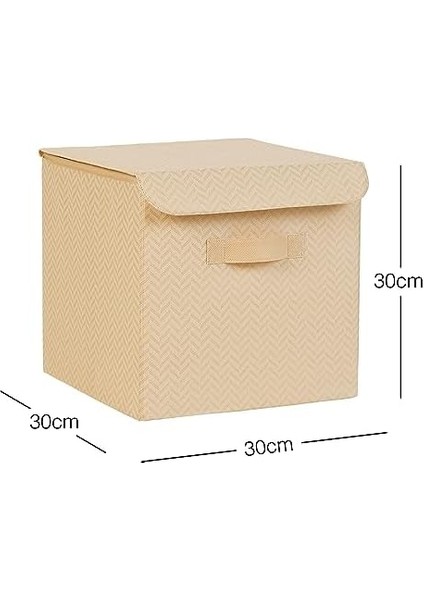 Textile Bej Kapaklı Kutu Set 30 x 30 x 30 cm fiyatları