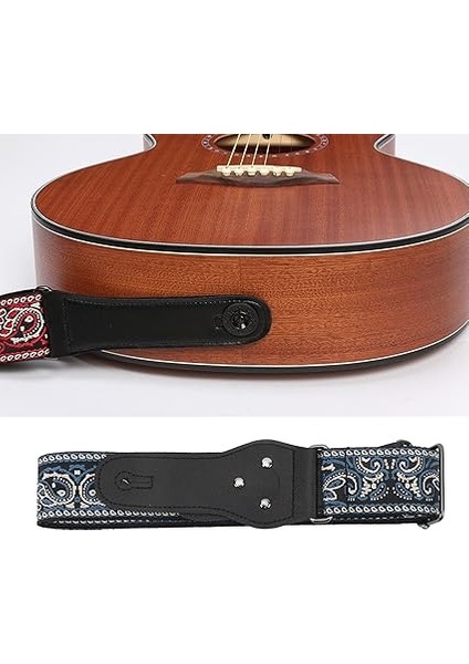 Vintage Işlemeli Gitar Askısı Geniş Gitar Kemer Jakarlı Örgü Askı Uzunluğu Ayarlanabilir Gitar Omuz Elektrik Gitar Bas Için (Blue) fırsatları