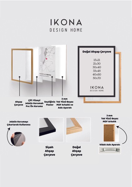 Ahşap Çerçeveli 2'li Poster Tablo Seti | Modern Stil Minimal Duvar Dekoru fırsatları