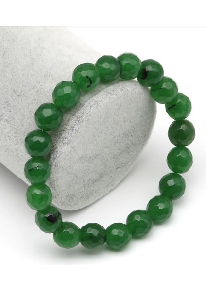 Tayvan Yeşim Doğal Taş Bileklik 10 mm Fasetli Yuvarlak Kesim fiyatları