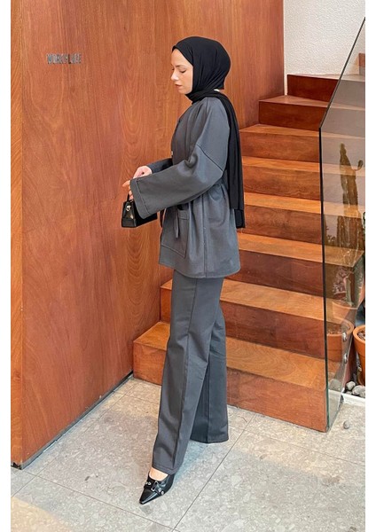 Kuşaklı Gabardin Takım Antrasit fiyatları