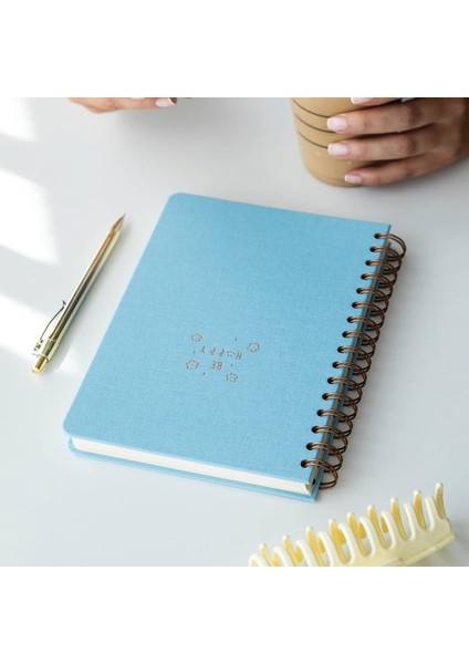 A5 Spiralli Sert Kapak Tarihsiz Not Defteri Mavi
