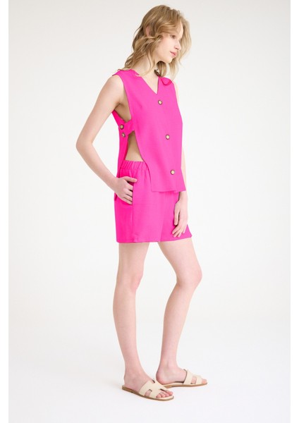 Keten Fuşya Kolsuz Bluz Şort Ikili Takım modelleri