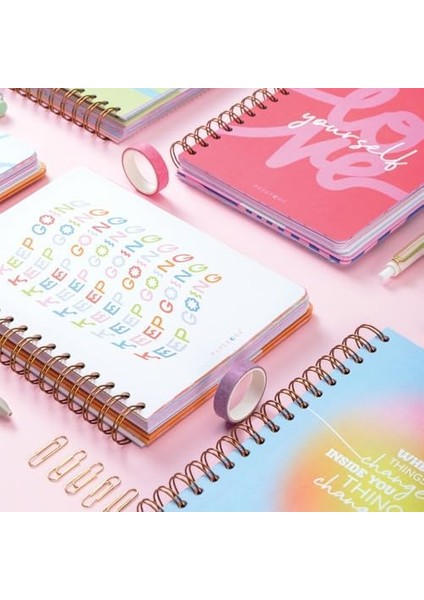 A5 Spiralli Süresiz Renkli Planlayıcı Ajanda Motivasyon Sayfalı Dalgalı fiyatları
