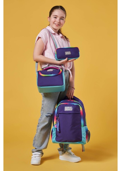 Rainbow Fermuarlı Mor 3’lü Okul Çanta Seti fiyatları