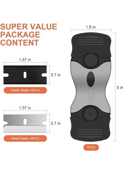 Kazıyıcı, Çok Amaçlı Cam Seramik Kazıyıcı, 20 Yedek Bıçak Içerir, Etiket, Çıkartma, Mühür Veya Cam Boya (Gri Siyah) modelleri