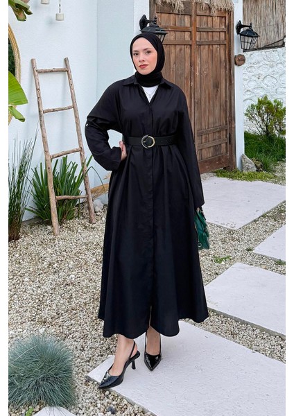 Kemerli Elbise Siyah