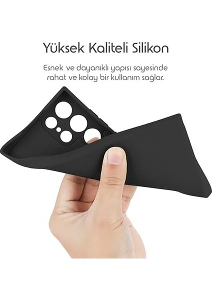 Galaxy S25 Ultra Için Kamera Yükseltili Iç Yüzeyi Mikrofiber Astarlı Silikon Kılıf 360° Full Kasa Koruma Sağlayan Darbelere Karşı Dayanıklı Yumuşak ve Pürüzsüz Dokulu Kılıf (Siyah) modelleri