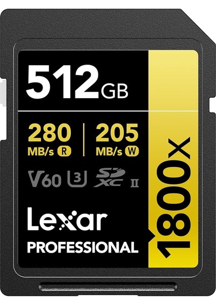 Gold Serisi Profesyonel 1800X 512GB Sdxc Uhs-Iı U3 Hafıza Kartı