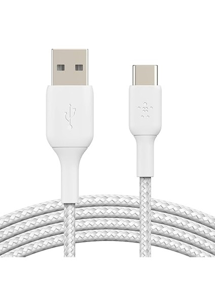 Örgülü Usb-C Kablosu (Boost Charge Usb- C-Usb Kablosu, NOTE10, S10, Pixel 4, iPad Pro, Nintendo Switch ve Daha Fazlası Için USB C Tipi Kablosu) 2 Metre, Beyaz