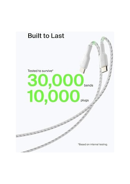 Örgülü Usb-C Kablosu (Boost Charge Usb- C-Usb Kablosu, NOTE10, S10, Pixel 4, iPad Pro, Nintendo Switch ve Daha Fazlası Için USB C Tipi Kablosu) 2 Metre, Beyaz fırsatları