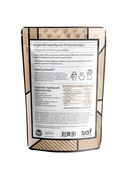 Saf Organik Maca Tozu 100 gr