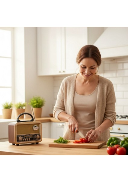Buffer Orta Boy Retro, Nostaljik, Ahşap Tasarım Bluetooth Hoparlörlü, Şarjlı, Taşınabilir Fm/am Destekli Radyo NS-8110 fiyatları