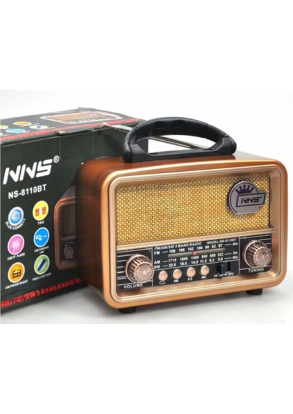 Buffer Orta Boy Retro, Nostaljik, Ahşap Tasarım Bluetooth Hoparlörlü, Şarjlı, Taşınabilir Fm/am Destekli Radyo NS-8110 fırsatları