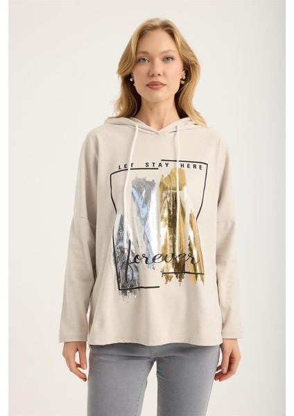 Yaldızlı Pano Desenli Sweat