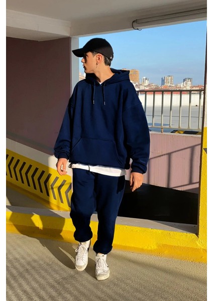 Unisex Oversize Kalıp Kalın Rahat Pamuklu Eşofman Takımı Premium