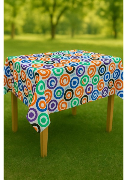 Masa Örtüsü & Piknik Örtsü -Raşel Kumaş 120 cm x 160 cm -Çok Renkli Desenli