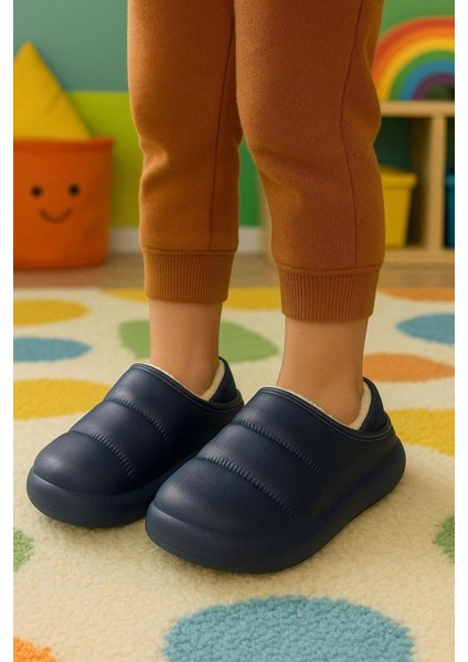 Peluş Içi Yünlü Kışlık Panduf Lacivert Çocuk Ev Terliği fiyatları