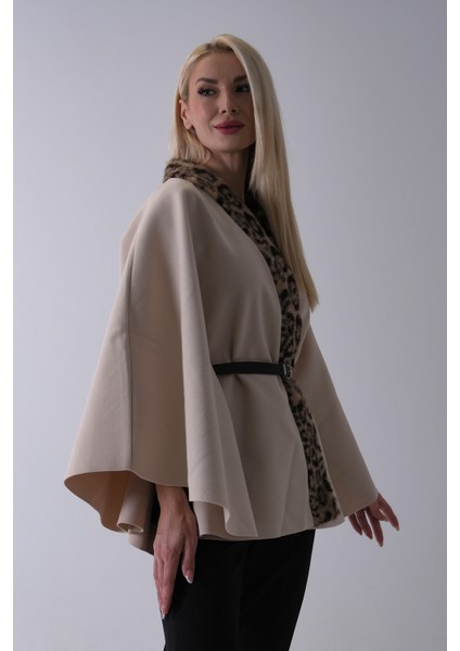Taş Yanları Leopar Kürk Detaylı Kemerli Panço 47122726.50 modelleri