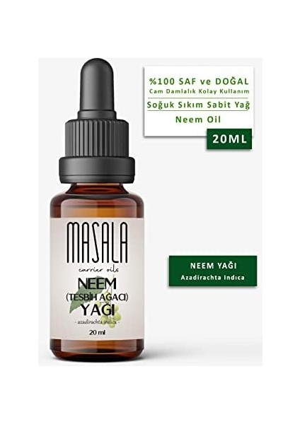 Masala Tesbih Ağacı Yağı 20 Ml. Soğuk Pres Neem Yağı (Neem Carrier Oil) fiyatları