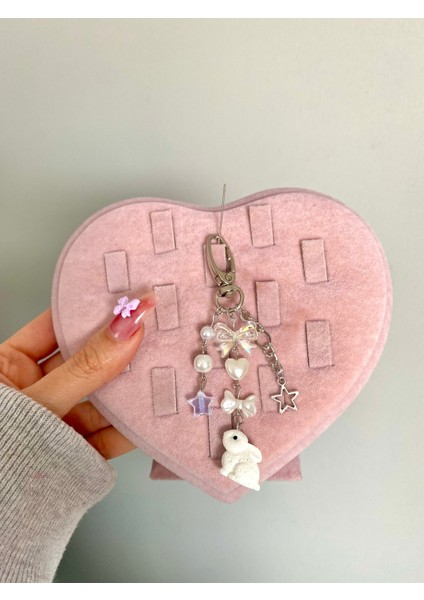 Rabbit Fiyonk Coquette Tasarım Çanta Süsü Çanta Charmı Anahtarlık