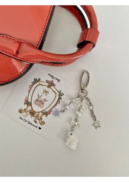 Rabbit Fiyonk Coquette Tasarım Çanta Süsü Çanta Charmı Anahtarlık fiyatları