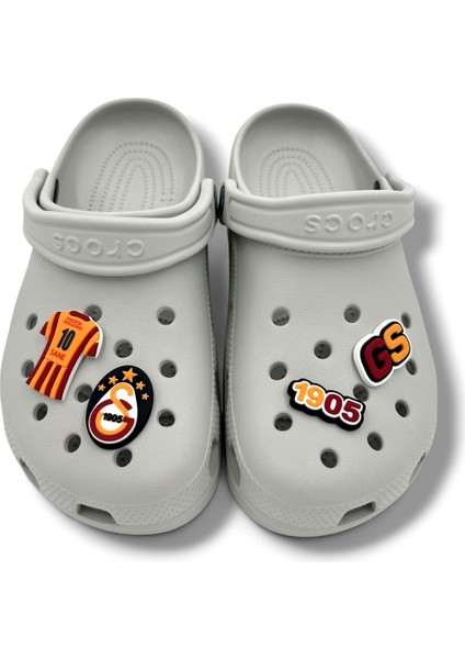 Terlik Süsü ve Aksesuarı – Jibbitz 3D Sarı Kırmızı Sane 10 No Forma Siyah 5 Yıldızlı Set Logo