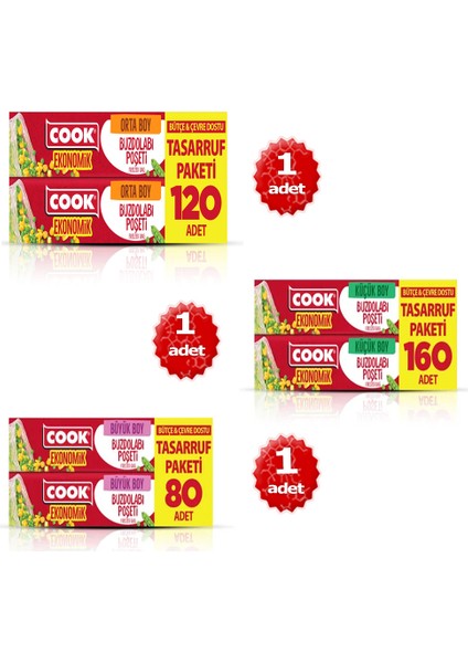 x 3 Adet Ekonomik Küçük-Orta-Büyük Boy Buzdolabı Poşeti