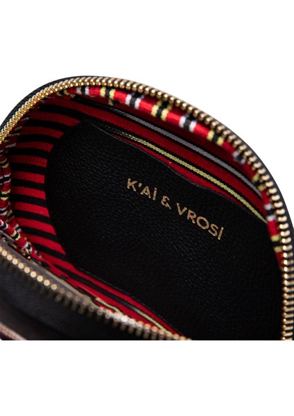 Çona Maxi - Ince Çizgili Siyah Deri Yuvarlak Çanta modelleri