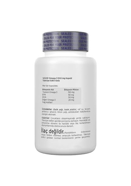 Voop Omega 3 Balık Yağı | Yüksek Epa & Dha - 500 Mg 60 Kapsül