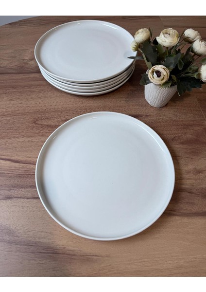 Moderna Serisi Krem 27 cm Servis Tabağı 6 Lı