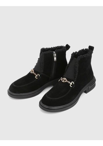 Esther Hakiki Süet Deri Peluş Siyah Kadın Bot fiyatları