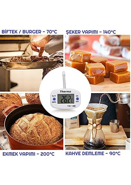Thermo TA-288 Oynar Başlıklı Mutfak Yemek Termometresi Paslanmaz Çelik Ölçer fiyatları