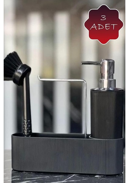 Life 3 Lü Krom Kapaklı Siyah Deterjanlık Fırçalı Mutfak Banyo Temizlik Seti Düzenleyici fiyatları