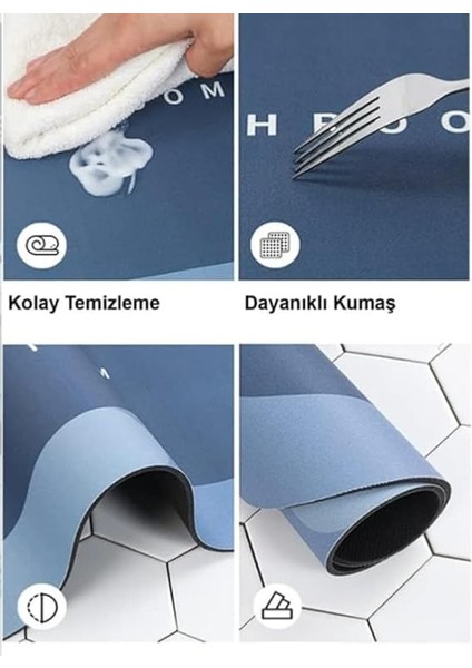 Shop Banyo Paspası Süper Su Emici Kaymaz Tabanlı Paspas Banyo Paspası Oval Diatomit Paspas Süper Emici Pas Pas Oval (60X39CM) (Mavi) modelleri