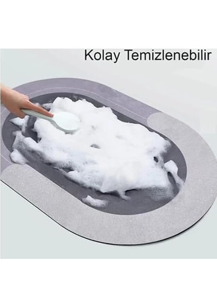 Shop Banyo Paspası Süper Su Emici Kaymaz Tabanlı Paspas Banyo Paspası Oval Diatomit Paspas Süper Emici Pas Pas Oval (60X39CM) (Mavi) fırsatları