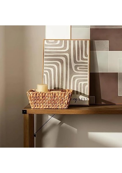 El Yapımı Hasır Dikdörtgen Dekoratif Sepet, Hasır Dikdörtgen Dekoratif Tepsi 3 Model Seçenekli (38 * 30 * 14CM) (Büyük) indirimleri